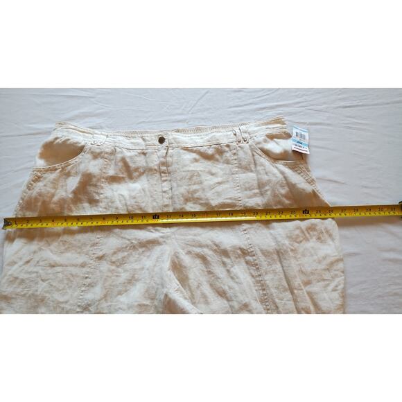 NWT JM Collection Womens 20w Ivory pants 100% Linen Wide Leg Lagenlook Capri - Picture 12 of 16